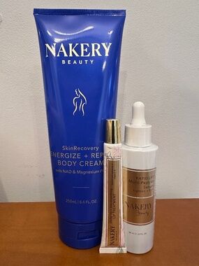 Nakery Beauty Skincare Set Body Cream Serum Lip Treatment Sealed $81 Value
